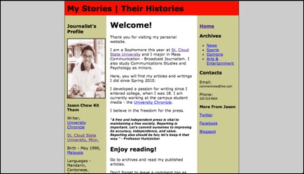 Appendix 1 - Tham's early web portfolio