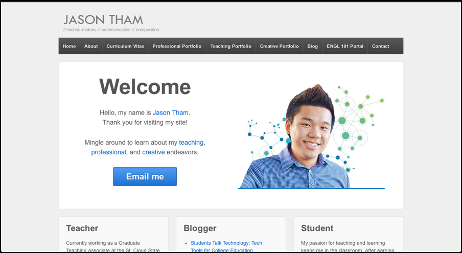 Figure 3 - Front Page of My Personal Website