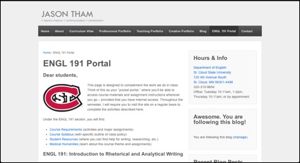 Figure 4 - A Parent Page of My Personal Website