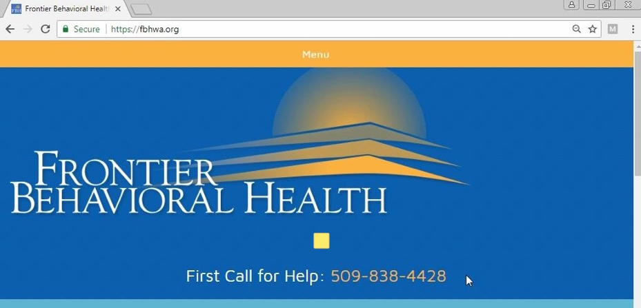 Figure 5: Frontier Behavioral Health menu link on homepage