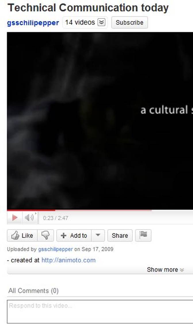 Figure 1: YouTube interface showing video interaction features