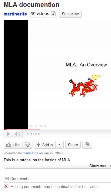 Figure 6: MLA Presentation — an example of a documentation tutorial on YouTube