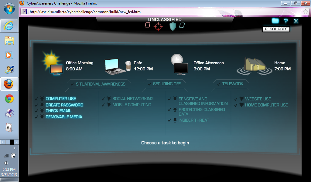 Figure 7 - Task screen sections